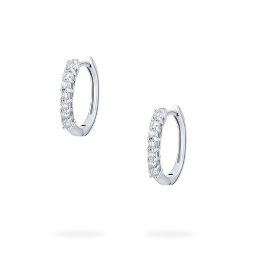 Diamond Hoop Earrings in White Gold image number 0